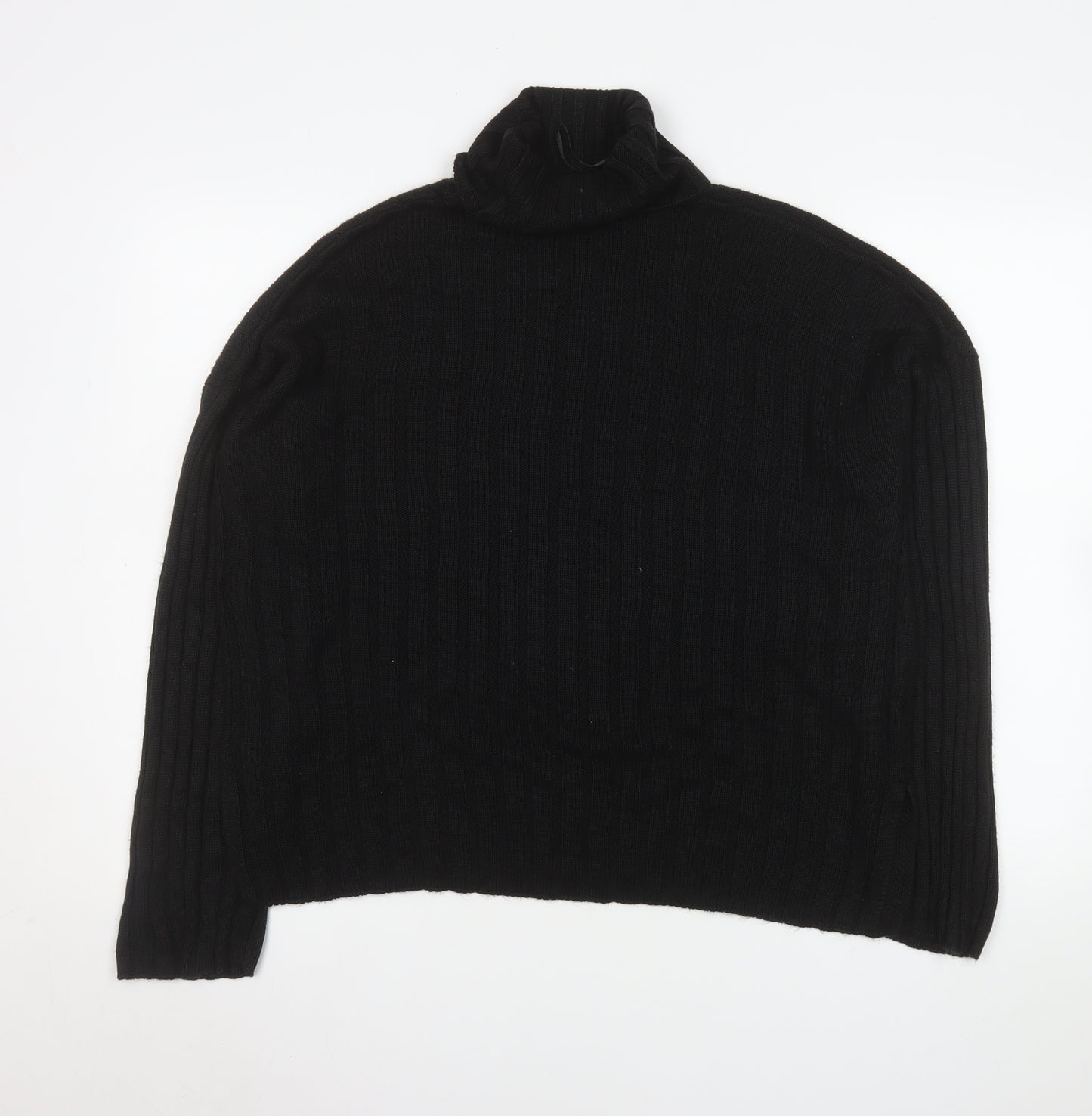 Threadbare Womens Black Size 10 Roll Neck Rib Knit Jumper
