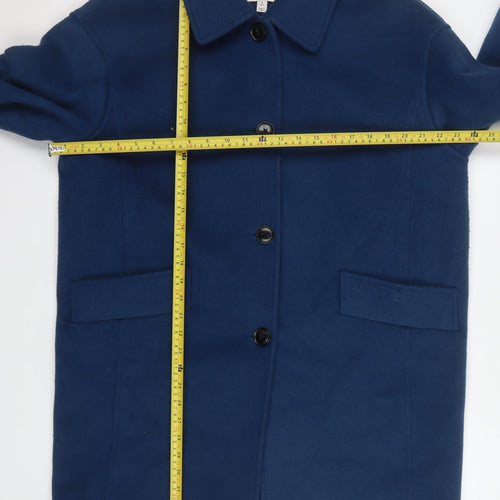 Marks and Spencer Womens Blue Wool Overcoat Size 14 Regular