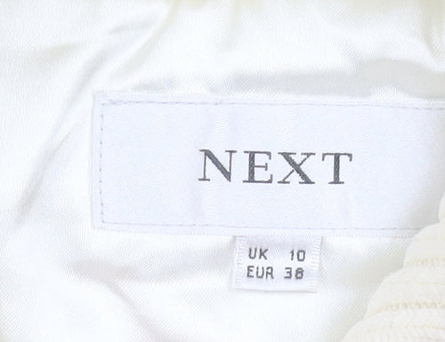 Next Women Ivory Faux Fur Hooded Belted Parka Coat UK 10