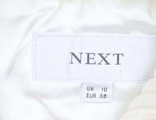 Next Women Ivory Faux Fur Hooded Belted Parka Coat UK 10