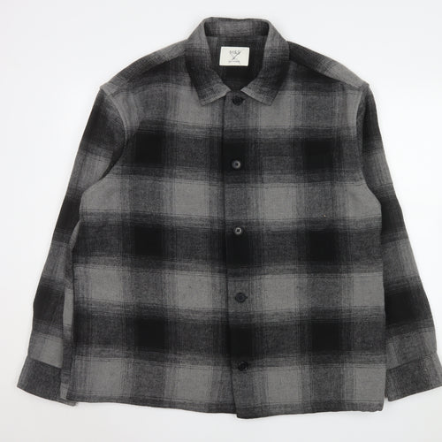 Marks and Spencer Men's Grey Check Flannel Jacket L Regular Fit