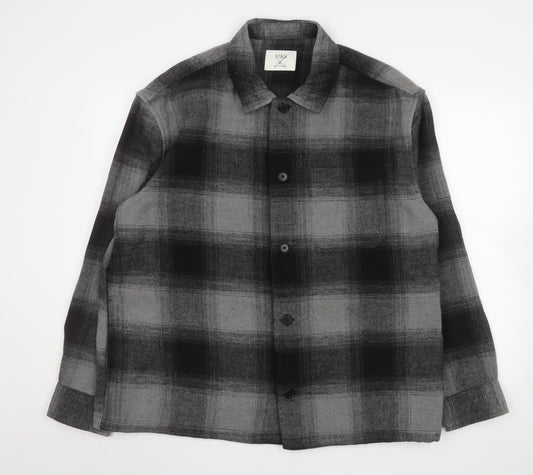 Marks and Spencer Men's Grey Check Flannel Jacket L Regular Fit