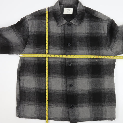 Marks and Spencer Men's Grey Check Flannel Jacket L Regular Fit