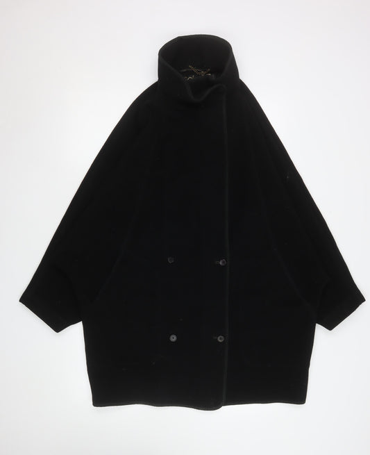 Cojana Women Black Wool Cape Coat Size 14 Vintage Formal Overcoat