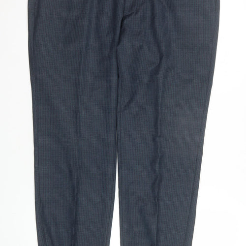 Kin by John Lewis Men's Blue Check Wool Blend Dress Trousers Size 36L