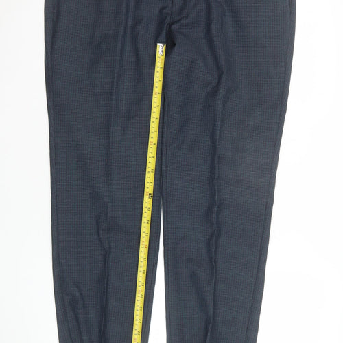 Kin by John Lewis Men's Blue Check Wool Blend Dress Trousers Size 36L