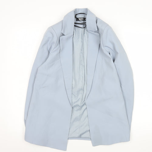 Missguided Women Blue Long Blazer Jacket UK 6 Slim Fit Lined Polyester Blend