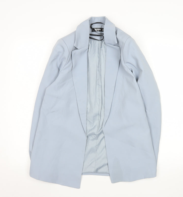 Missguided Women Blue Long Blazer Jacket UK 6 Slim Fit Lined Polyester Blend