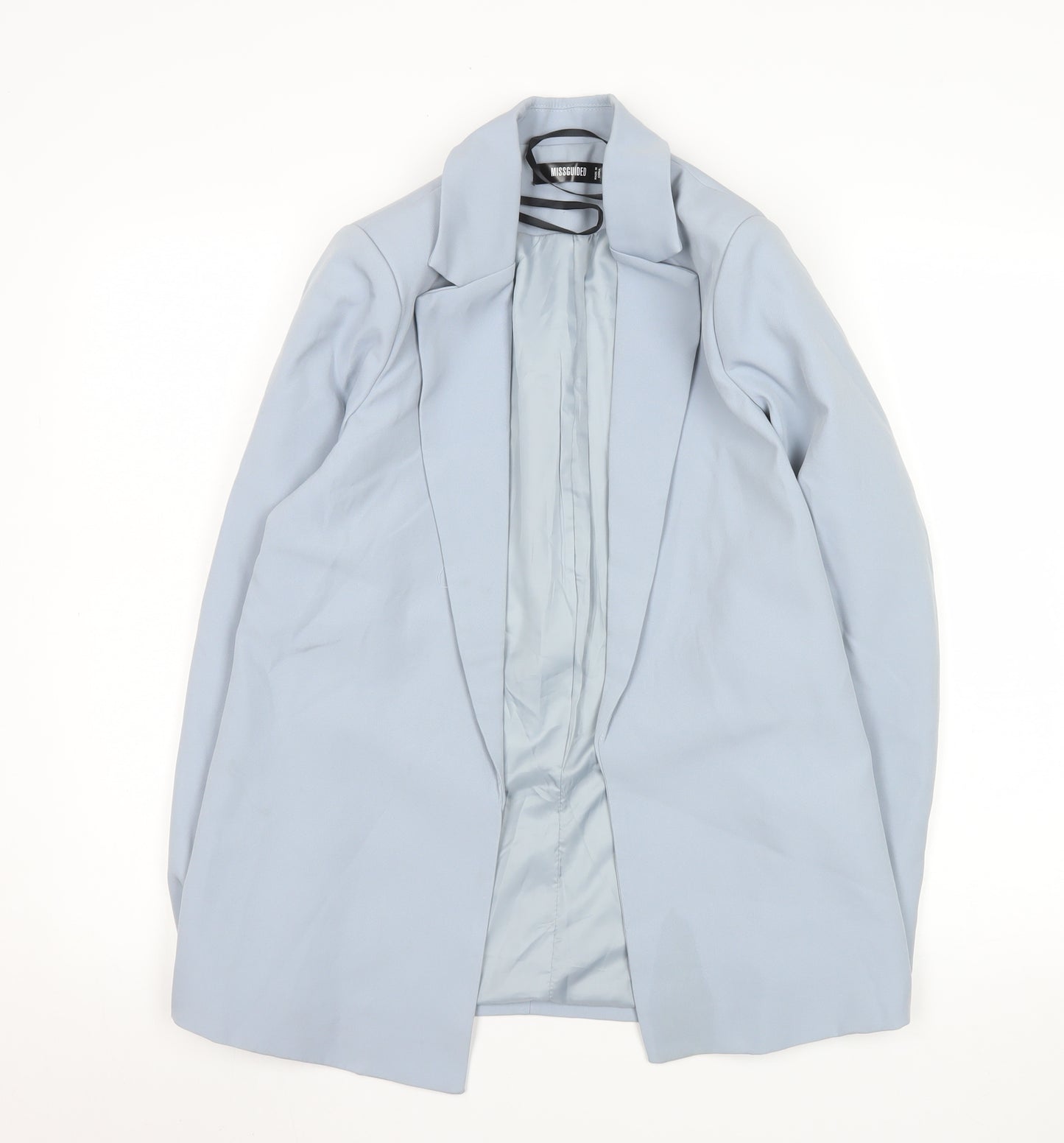 Missguided Women Blue Long Blazer Jacket UK 6 Slim Fit Lined Polyester Blend