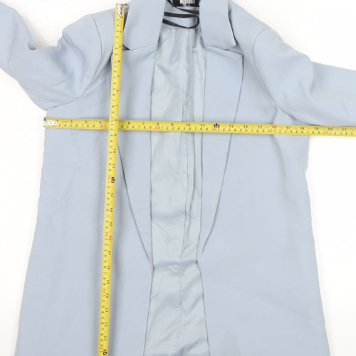 Missguided Women Blue Long Blazer Jacket UK 6 Slim Fit Lined Polyester Blend