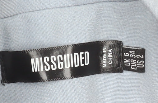 Missguided Women Blue Long Blazer Jacket UK 6 Slim Fit Lined Polyester Blend