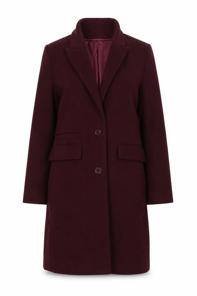 Front view of Primark Women Red Polyester Mid-Length Overcoat, size 6