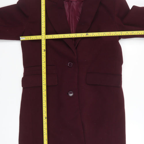 Primark Women Red Polyester Mid-Length Overcoat Size 6