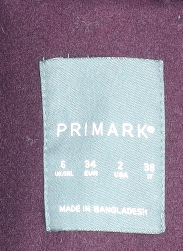 Primark Women Red Polyester Mid-Length Overcoat Size 6