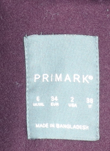 Primark Women Red Polyester Mid-Length Overcoat Size 6
