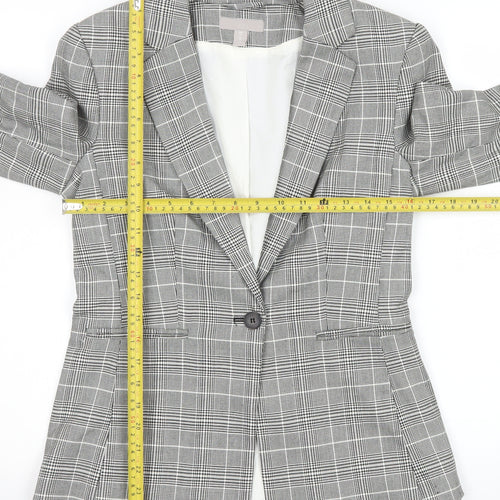 H&M Women’s Grey Checked Single-Breasted Blazer UK 10 Classic Fit