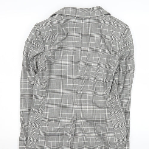 H&M Women’s Grey Checked Single-Breasted Blazer UK 10 Classic Fit