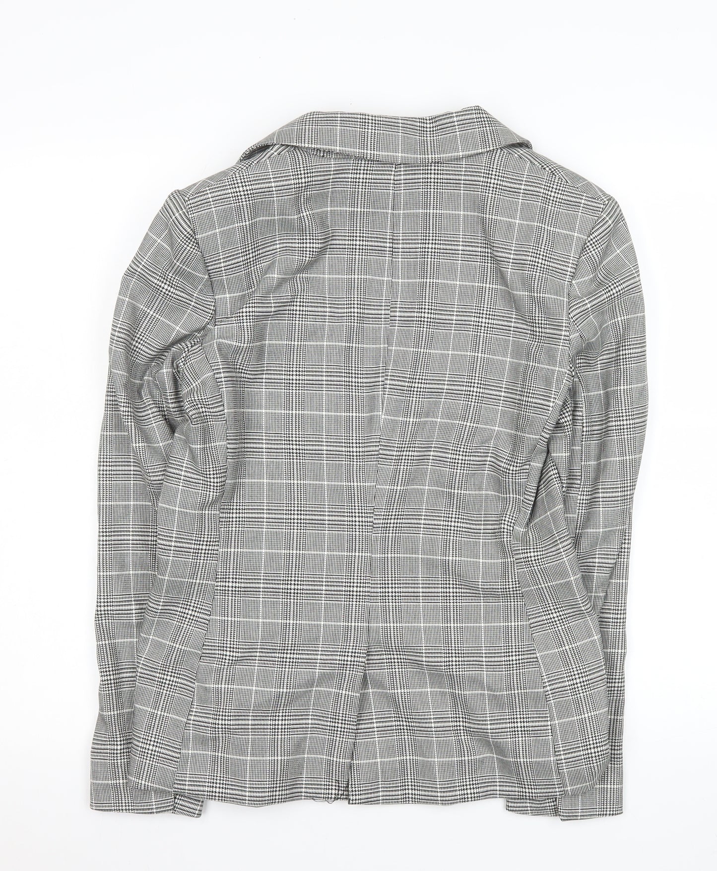 H&M Women’s Grey Checked Single-Breasted Blazer UK 10 Classic Fit