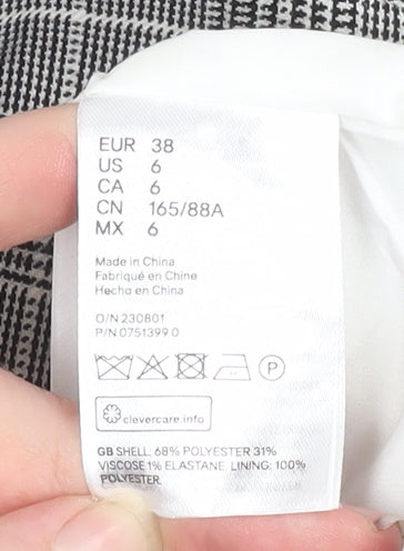 H&M Women’s Grey Checked Single-Breasted Blazer UK 10 Classic Fit