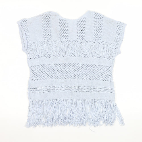 Marks and Spencer Women Blue Knit Fringe Blouse Size M