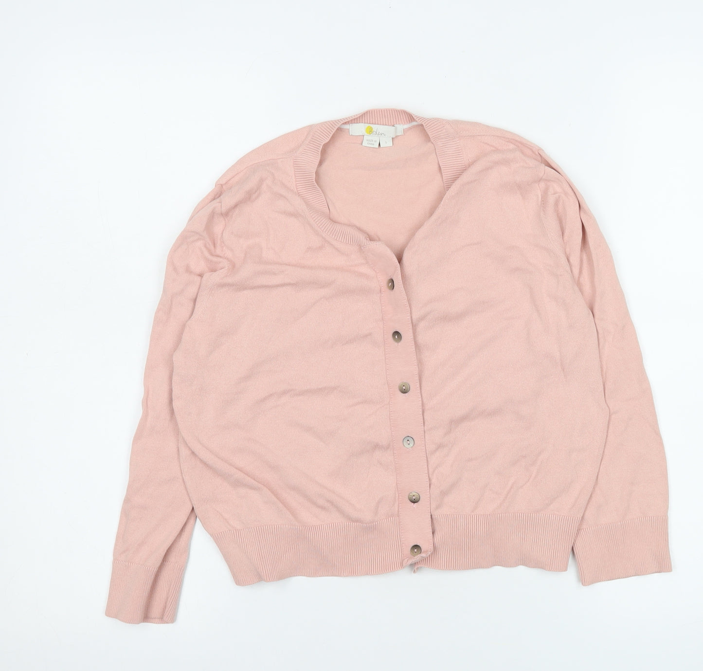 Boden Women's Pink Cotton V-Neck Button Cardigan Size S