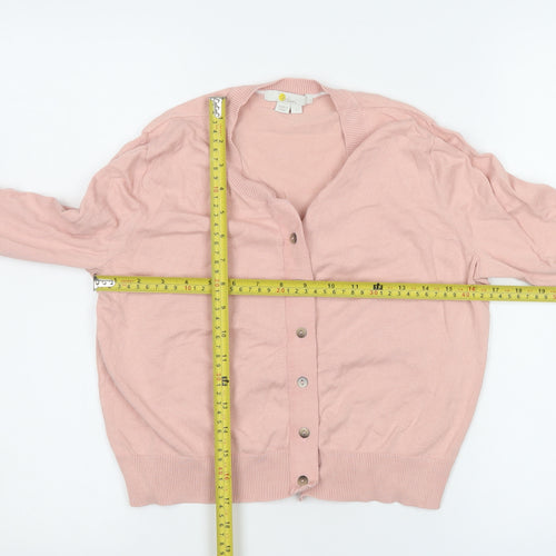 Boden Women's Pink Cotton V-Neck Button Cardigan Size S