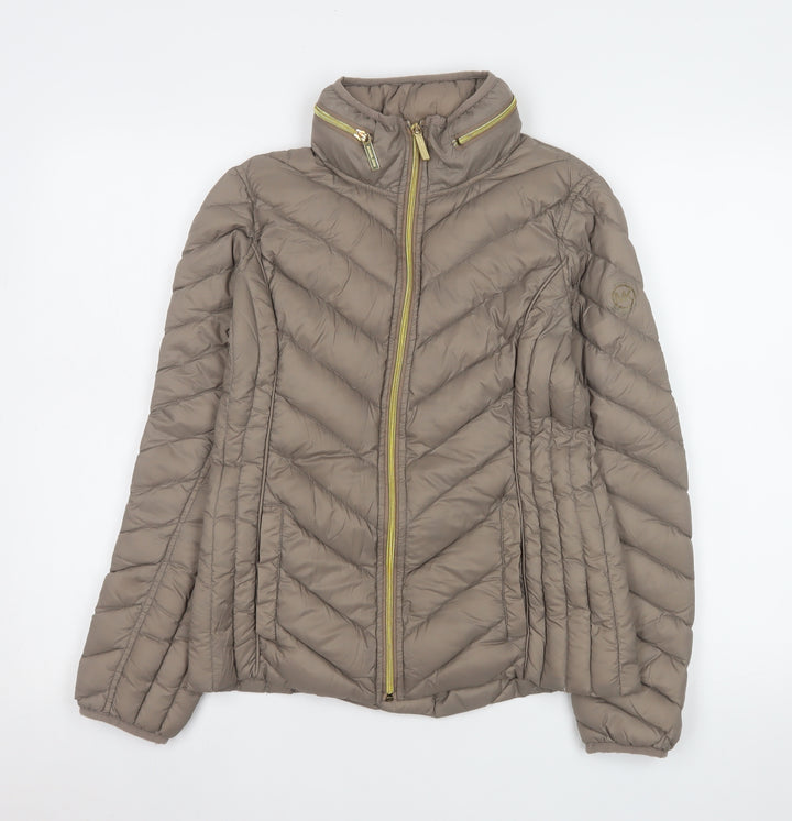 Michael Kors Women's Brown XS Puffer Jacket Lightweight Packable Down