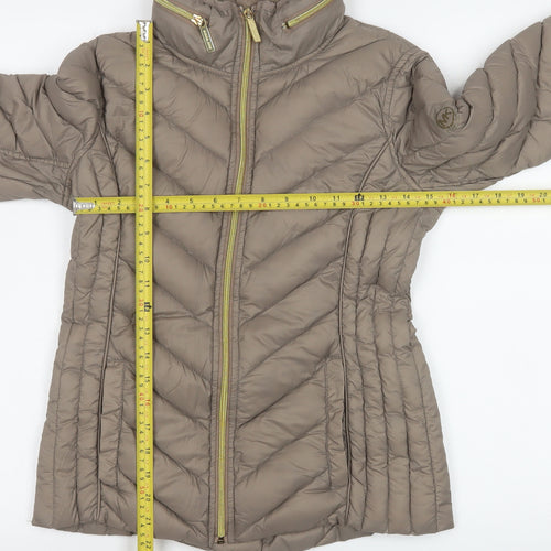 Michael Kors Women's Brown XS Puffer Jacket Lightweight Packable Down
