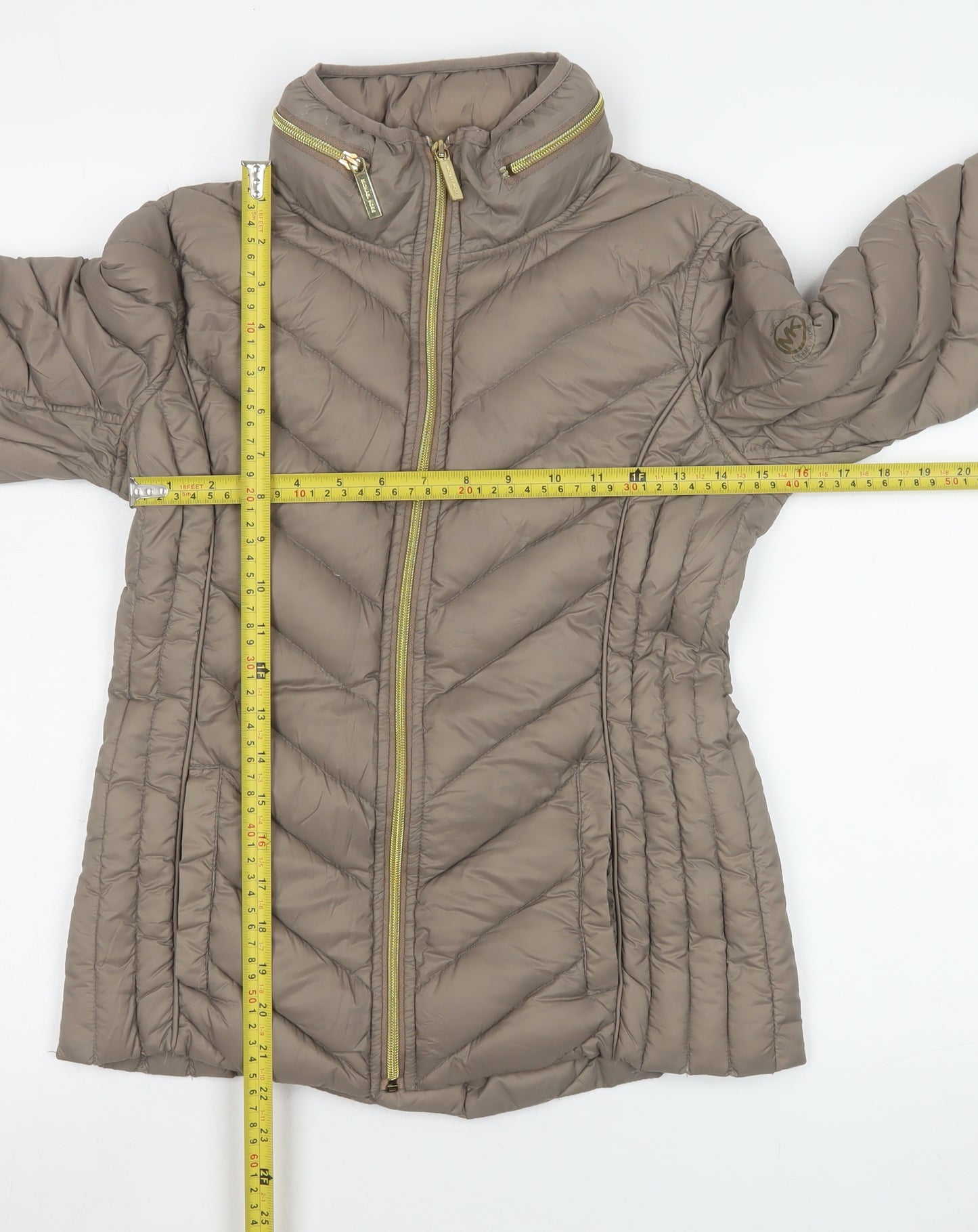 Michael Kors Women's Brown XS Puffer Jacket Lightweight Packable Down