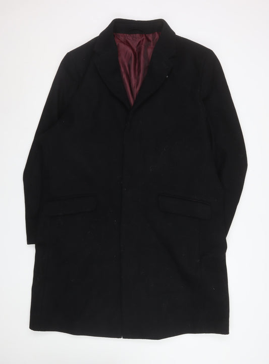 Thomas Nash Men's Black Cotton Overcoat XXL Formal Long Jacket