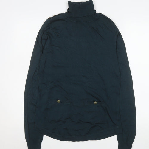 Warehouse Women Black Roll Neck Long Sleeve Knit Jumper Size 14