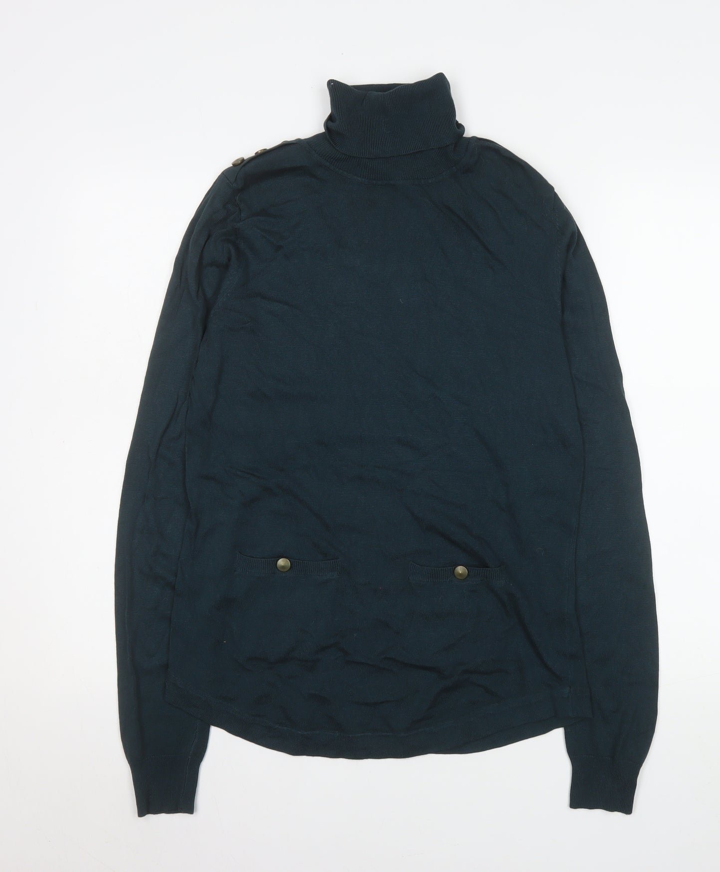 Warehouse Women Black Roll Neck Long Sleeve Knit Jumper Size 14