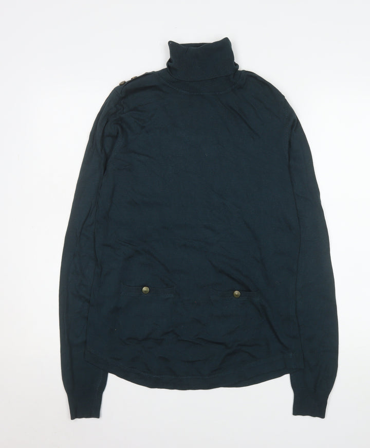 Warehouse Women Black Roll Neck Long Sleeve Knit Jumper Size 14