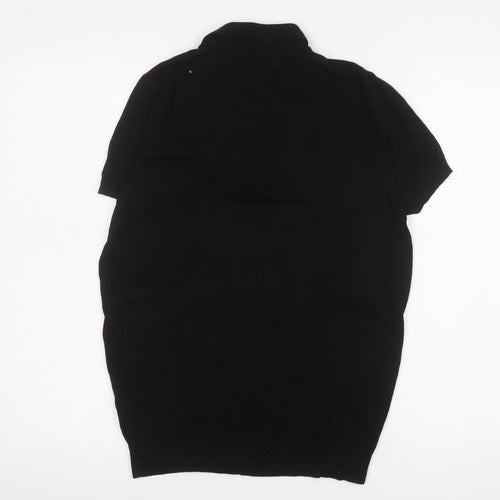 Zara Men Black Cotton Short Sleeve Polo Shirt Size S Regular Fit