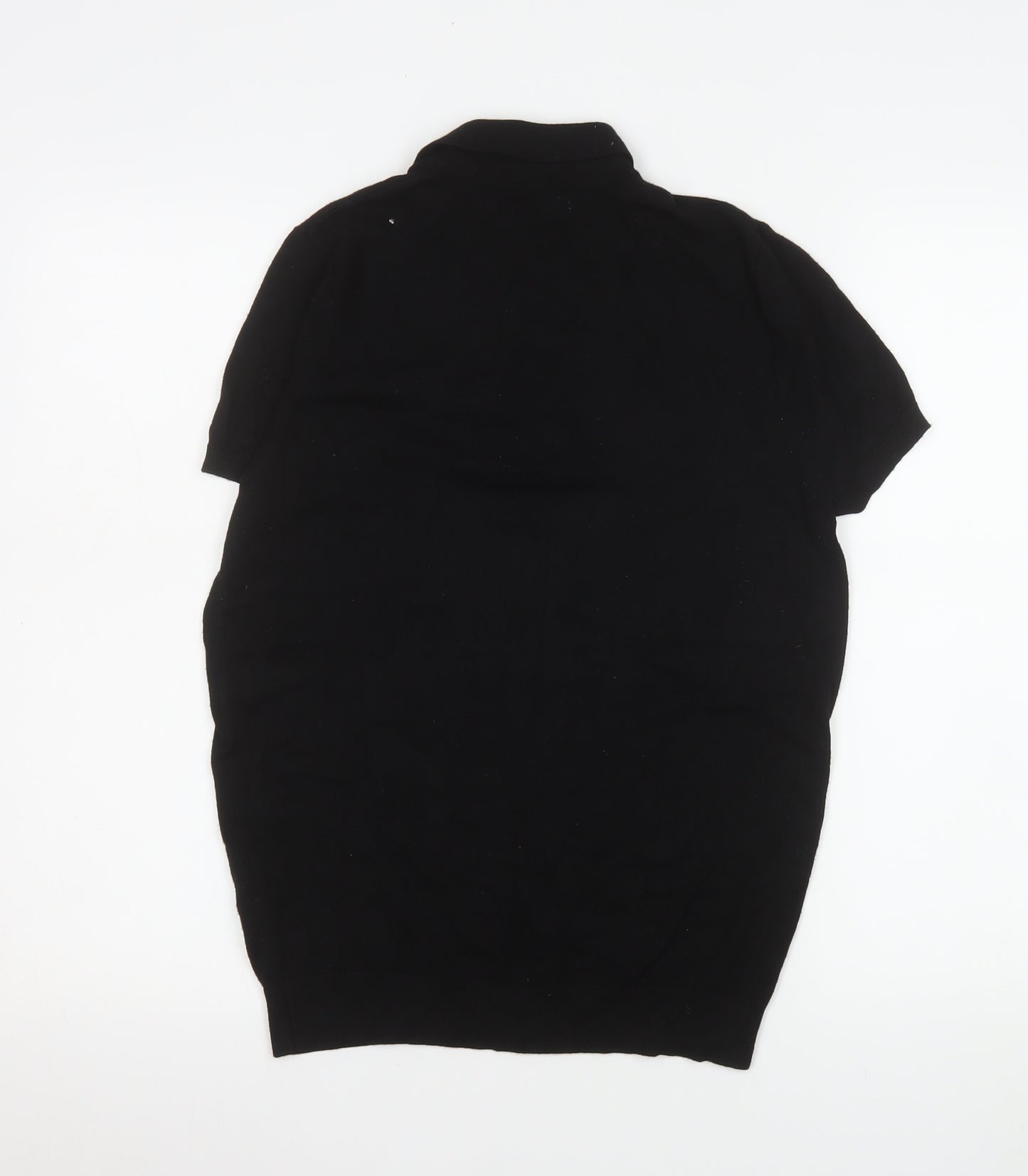 Zara Men Black Cotton Short Sleeve Polo Shirt Size S Regular Fit