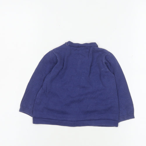 Mini Club Blue Cotton Knit Girls Cardigan 9-12 Months Button Up