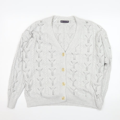 Marks and Spencer Womens Grey Cable Knit Button Cardigan M
