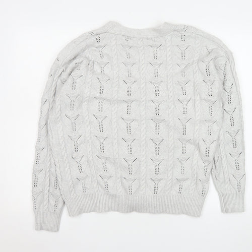 Marks and Spencer Womens Grey Cable Knit Button Cardigan M