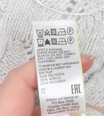 Marks and Spencer Womens Grey Cable Knit Button Cardigan M