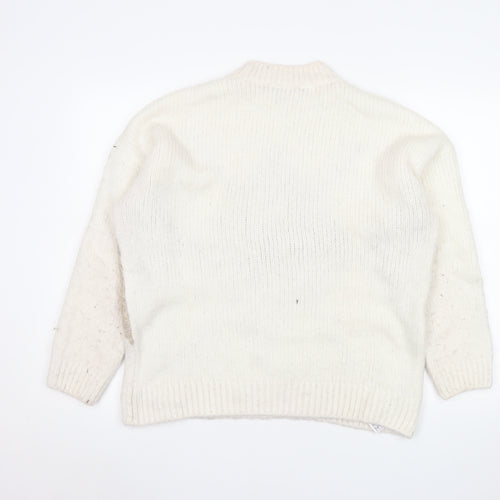 MNG Women's Beige Argyle Wool Blend Pullover Jumper Size L