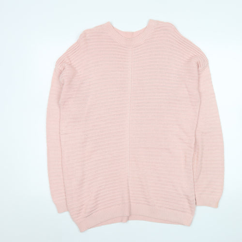 Matalan Women Pink Large Cotton Acrylic Crew Neck Long Sleeve Jumper