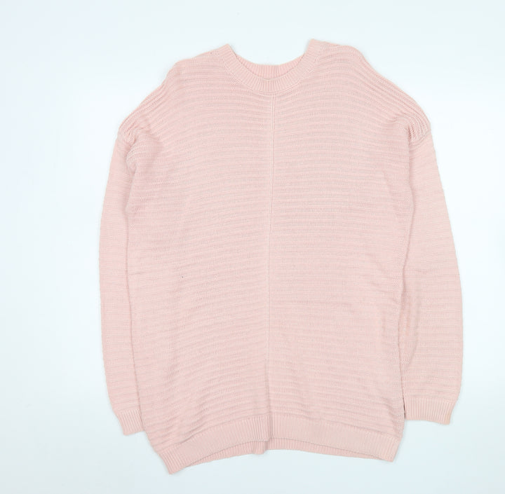 Matalan Women Pink Large Cotton Acrylic Crew Neck Long Sleeve Jumper