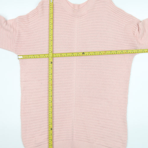 Matalan Women Pink Large Cotton Acrylic Crew Neck Long Sleeve Jumper