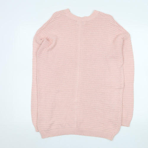 Matalan Women Pink Large Cotton Acrylic Crew Neck Long Sleeve Jumper