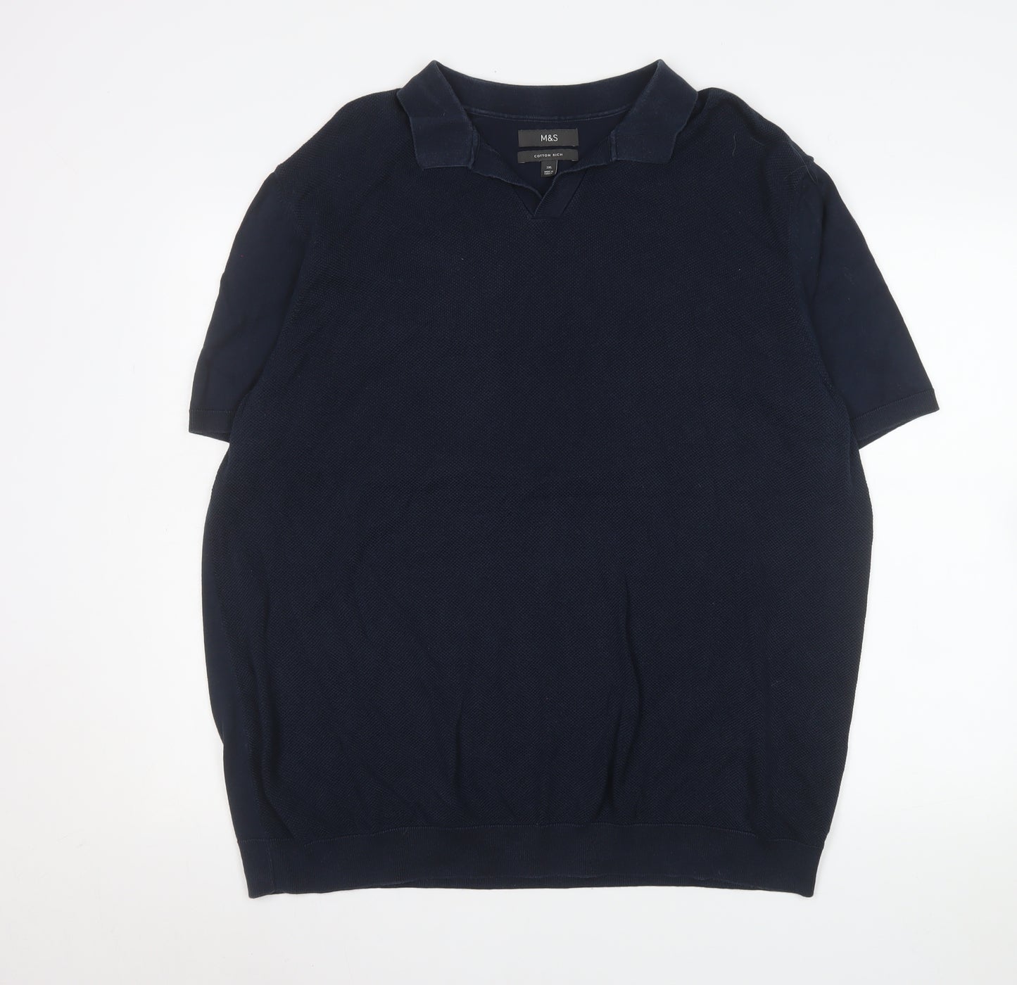 Marks and Spencer Men's Blue 2XL Polo Shirt Cotton Blend