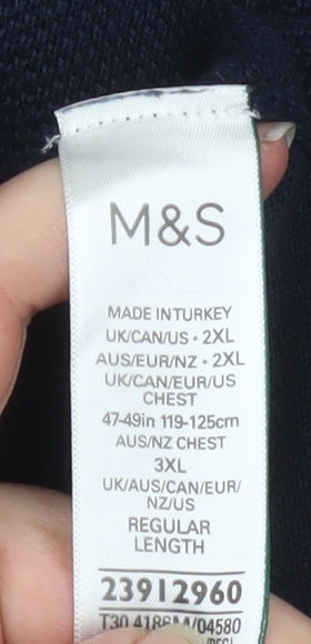 Marks and Spencer Men's Blue 2XL Polo Shirt Cotton Blend
