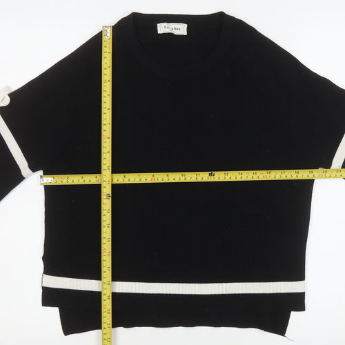 CoCo Soo Womens Black Size 12 Relaxed Knit Bow Sleeve Jumper