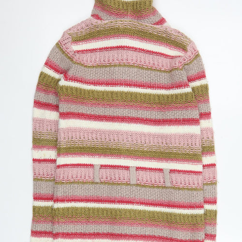 Next Girls Multicoloured Hooded Cardigan 11-12 Years Striped Knit Button Front