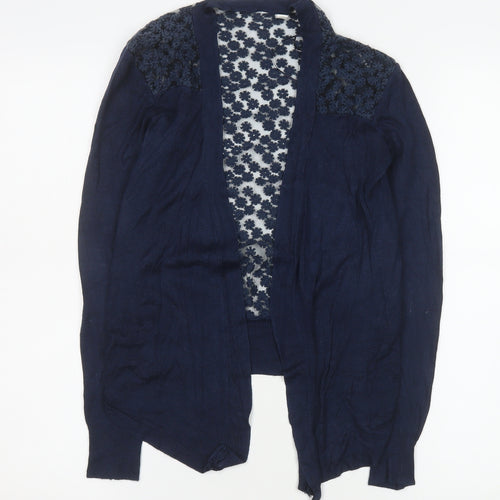 Misumi Women's Blue Cotton Floral Knit Cardigan M