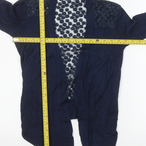 Misumi Women's Blue Cotton Floral Knit Cardigan M